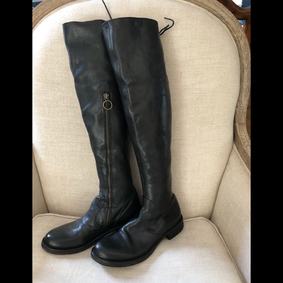 Fiorentini Baker Boots Over Knee Black Zipper - Picture 2 of 9